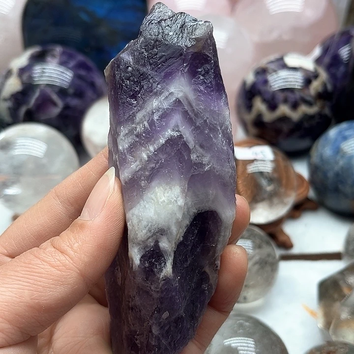 紫晶178克梦幻紫水晶原石银S925镶嵌