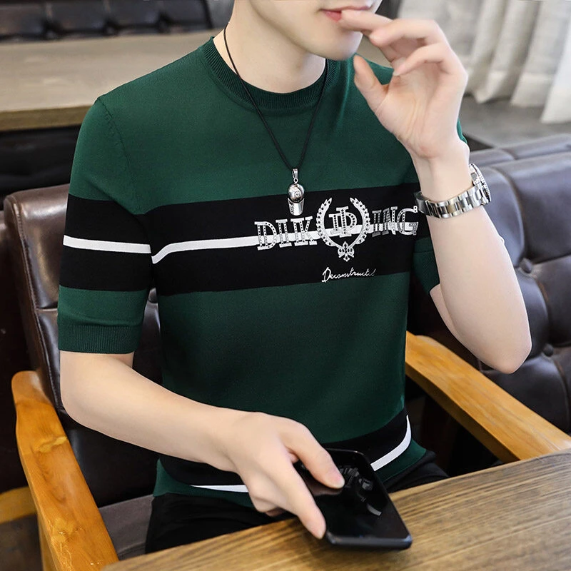 男士春夏季时尚伊力特针织百搭短袖T桖1610