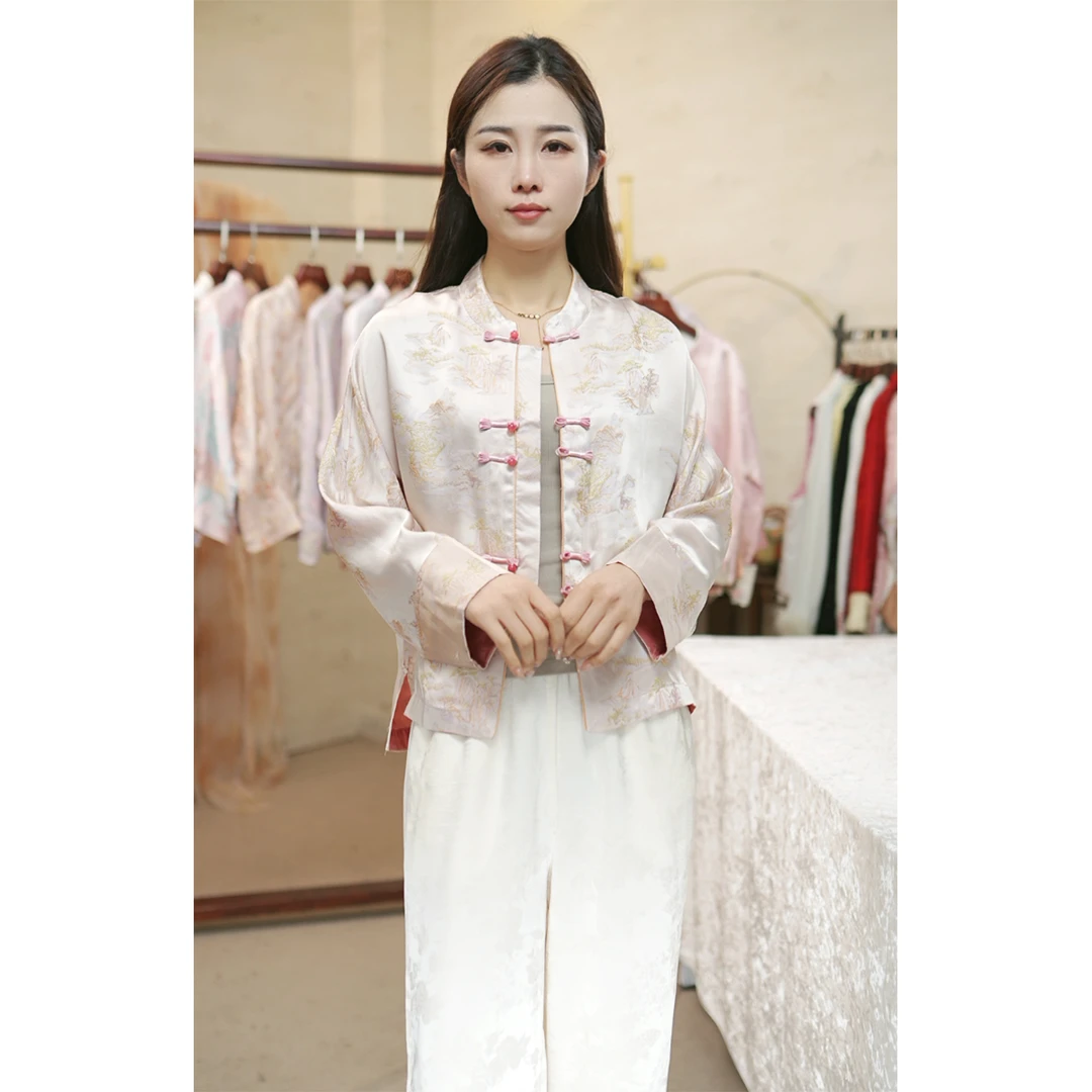 《山河画》新国风高定织锦提花老料宽松女士外套