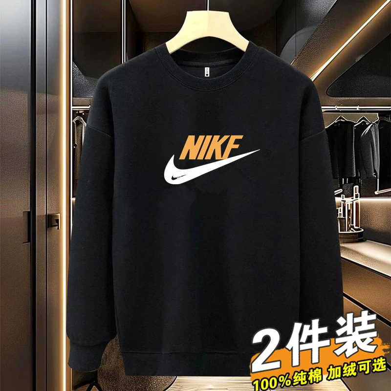 NK男士长袖t恤纯棉2025新款上衣春秋季圆领卫衣男款运动打底衫潮