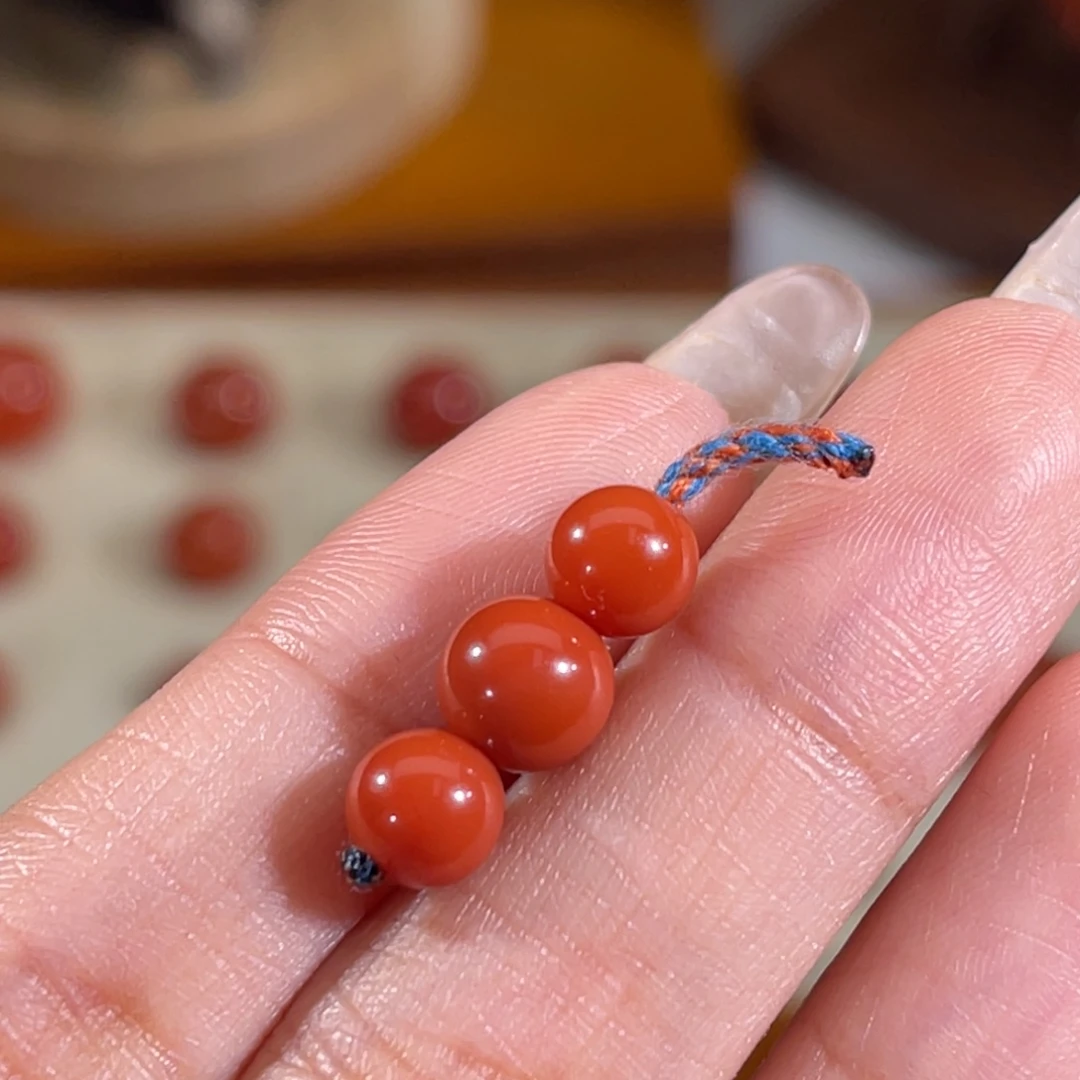 南红玛瑙未镶嵌圆珠套装 顶7腰6mm