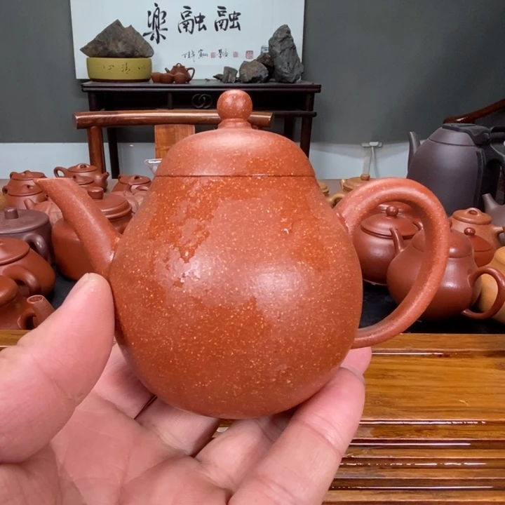 紫砂茶壶原矿红降坡高梨全手工