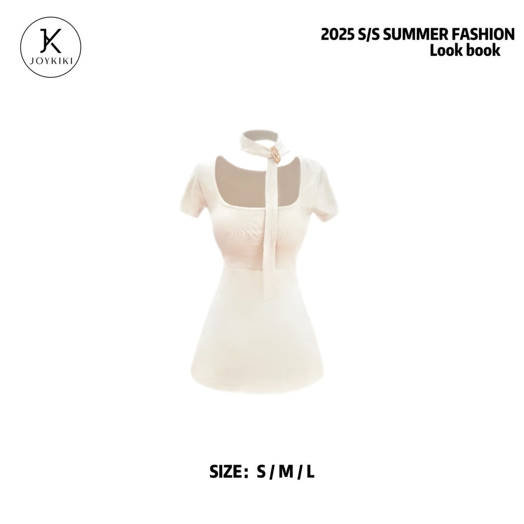 JOYKIKI金金【韩漫欧尼】气质优雅撞色设计名媛风连衣裙J25B510