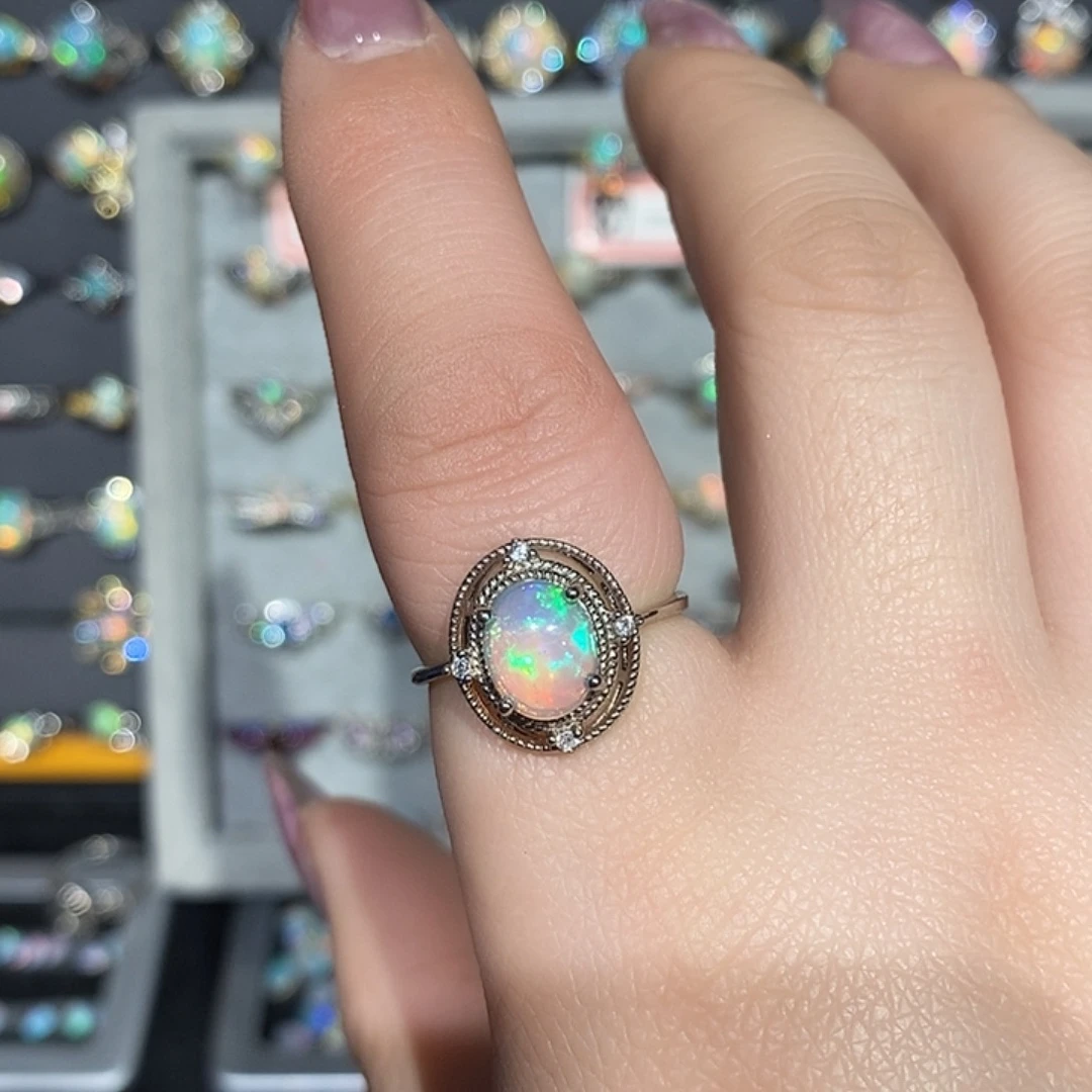 欧泊银S925镶嵌福利戒指不退不换