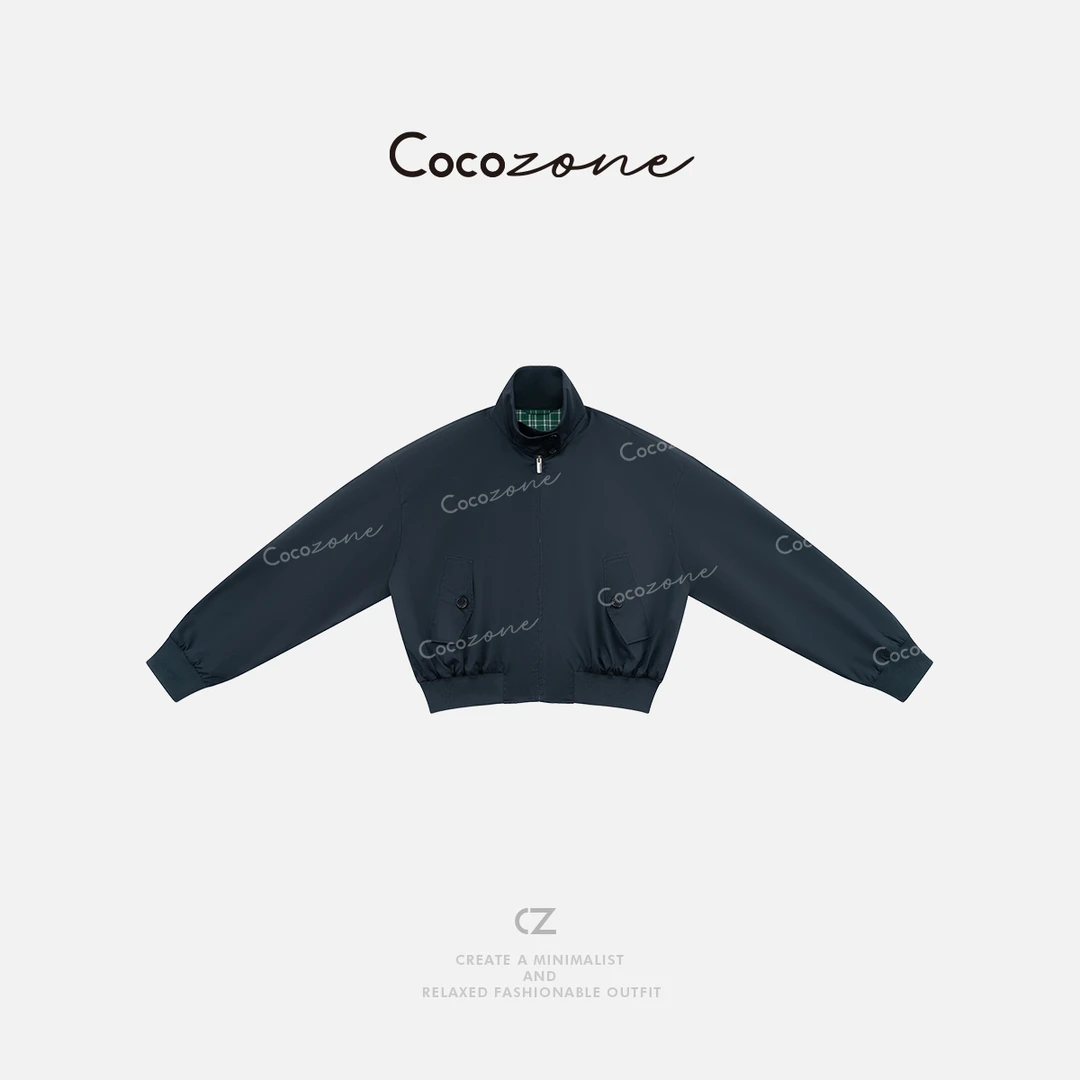 COCO ZONE 刘一一立领拉链撞色反差利落廓形层次感外套CD2A1426