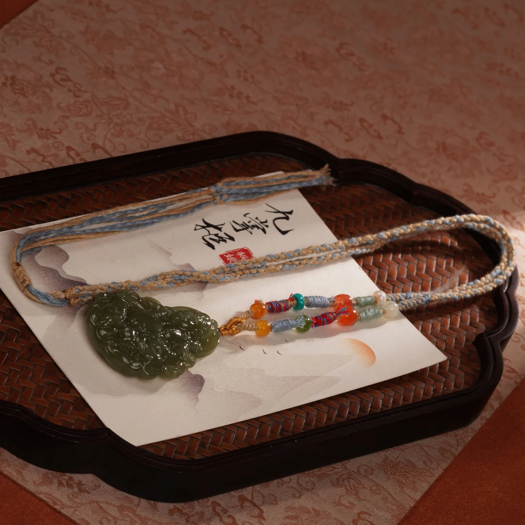 天然和田玉青黄口吊坠设计款项链—多样性发其一（48*40*10）