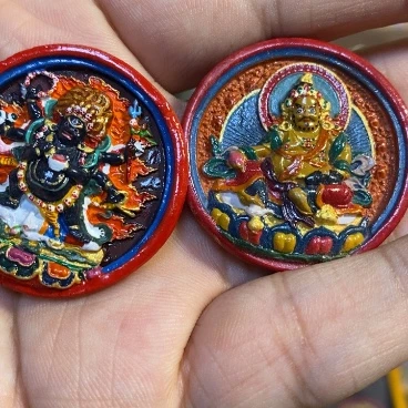 吊坠小*热贡唐卡，黄财六臂