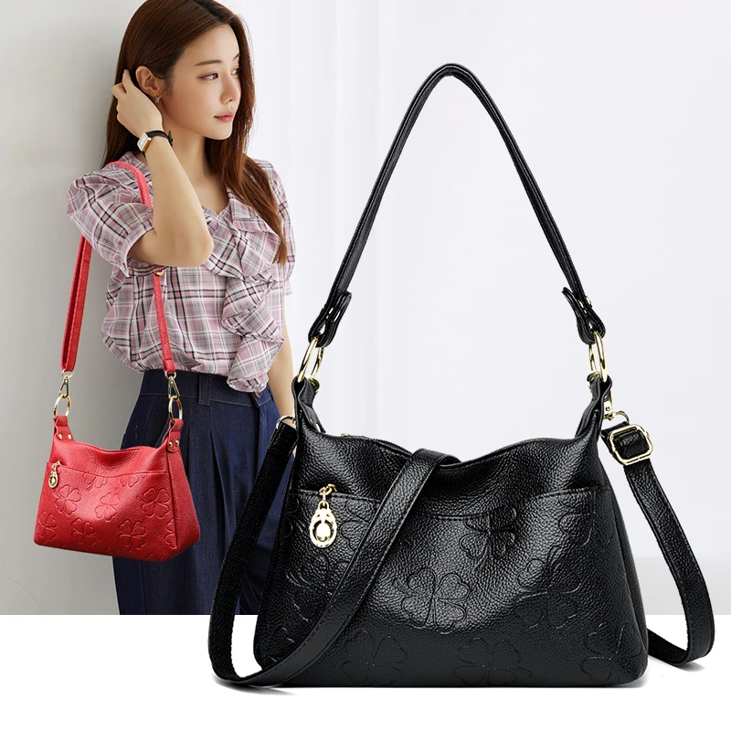 双11软皮中年单肩妈妈包中老年休闲简约小包包女士包包时尚百搭