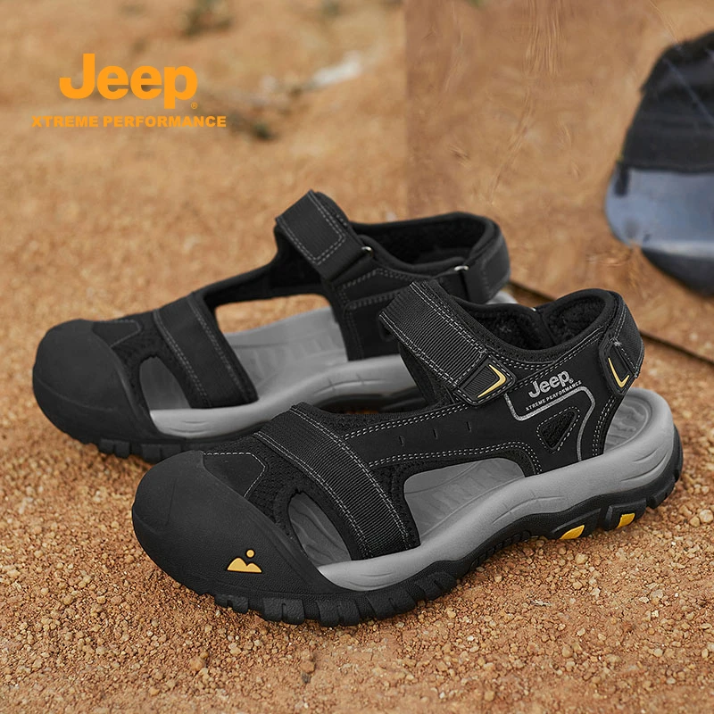 jeep吉普男鞋2025夏季新款透气外穿防滑轻便沙滩鞋包头男士凉鞋子