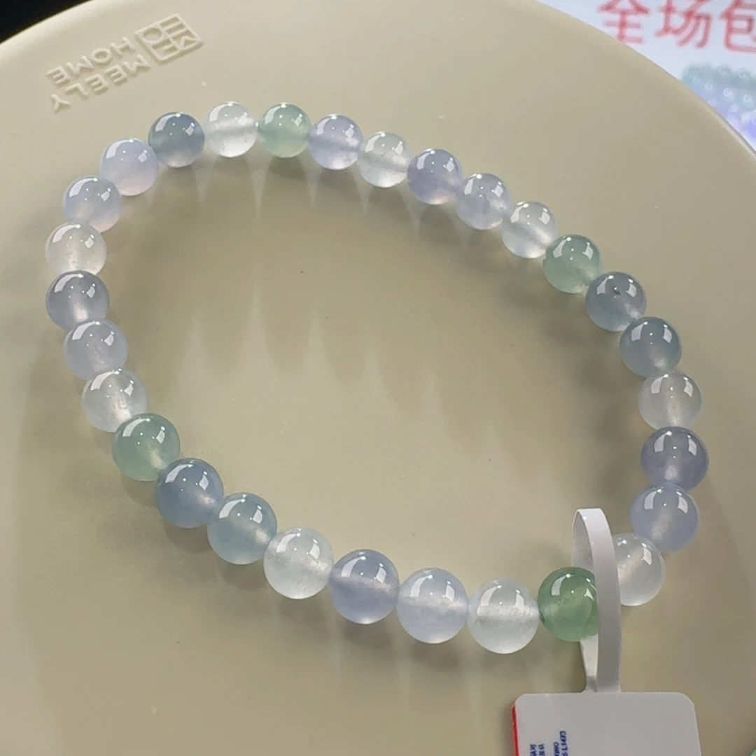 翡翠手链未镶嵌高冰幻彩手串卡6