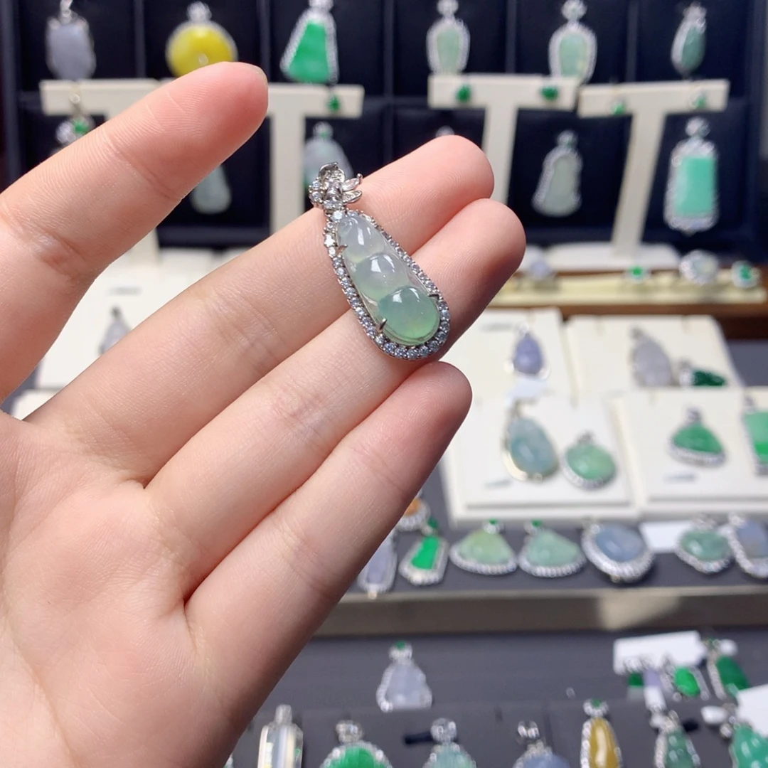 翡翠银S925镶嵌挂件