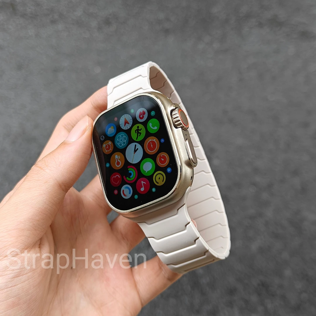 铠甲硅胶磁吸表带适用苹果手表watchS10透气appleiwatch987舒适