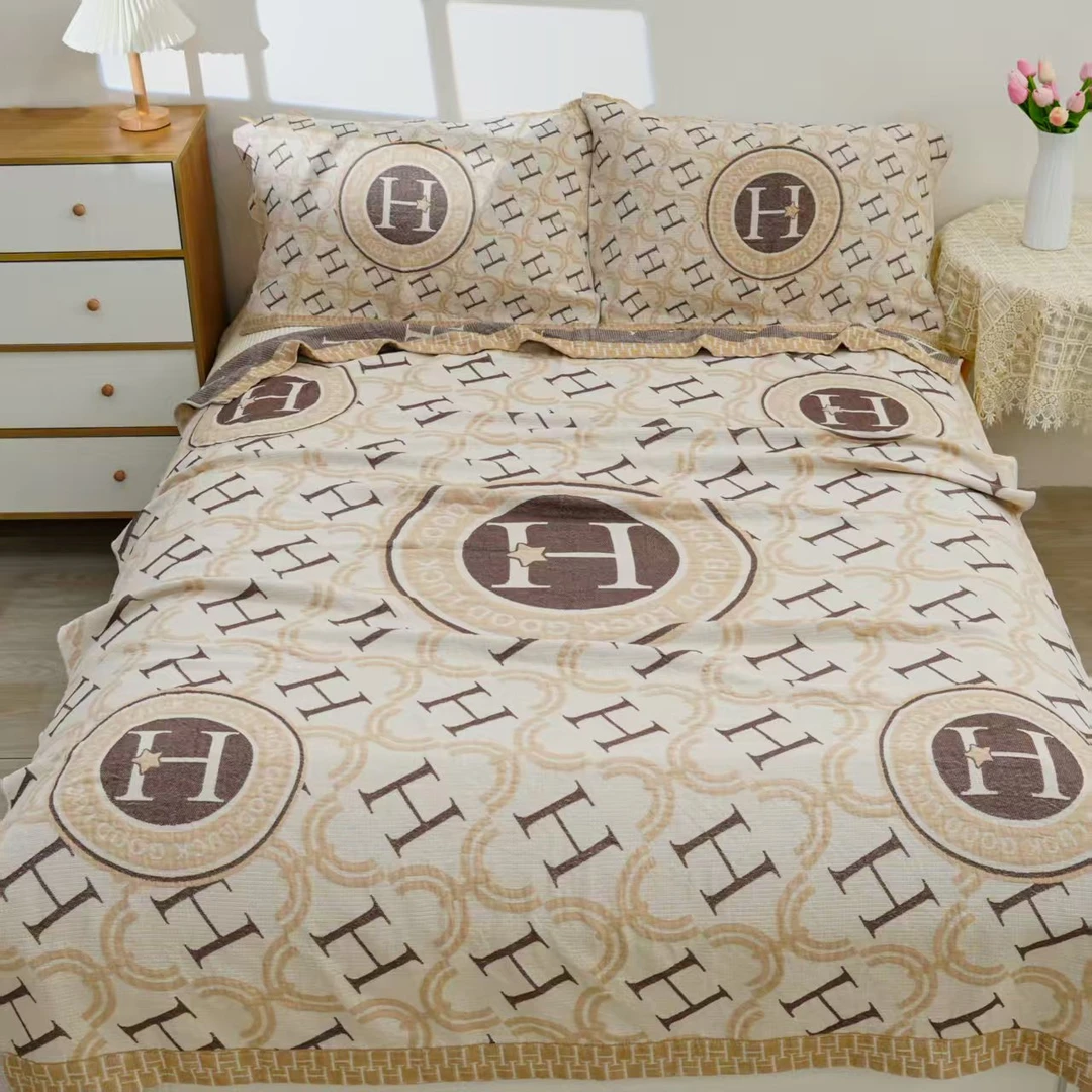 【盖毯】高奢定制野生麻多功能150*200cm盖毯  字母