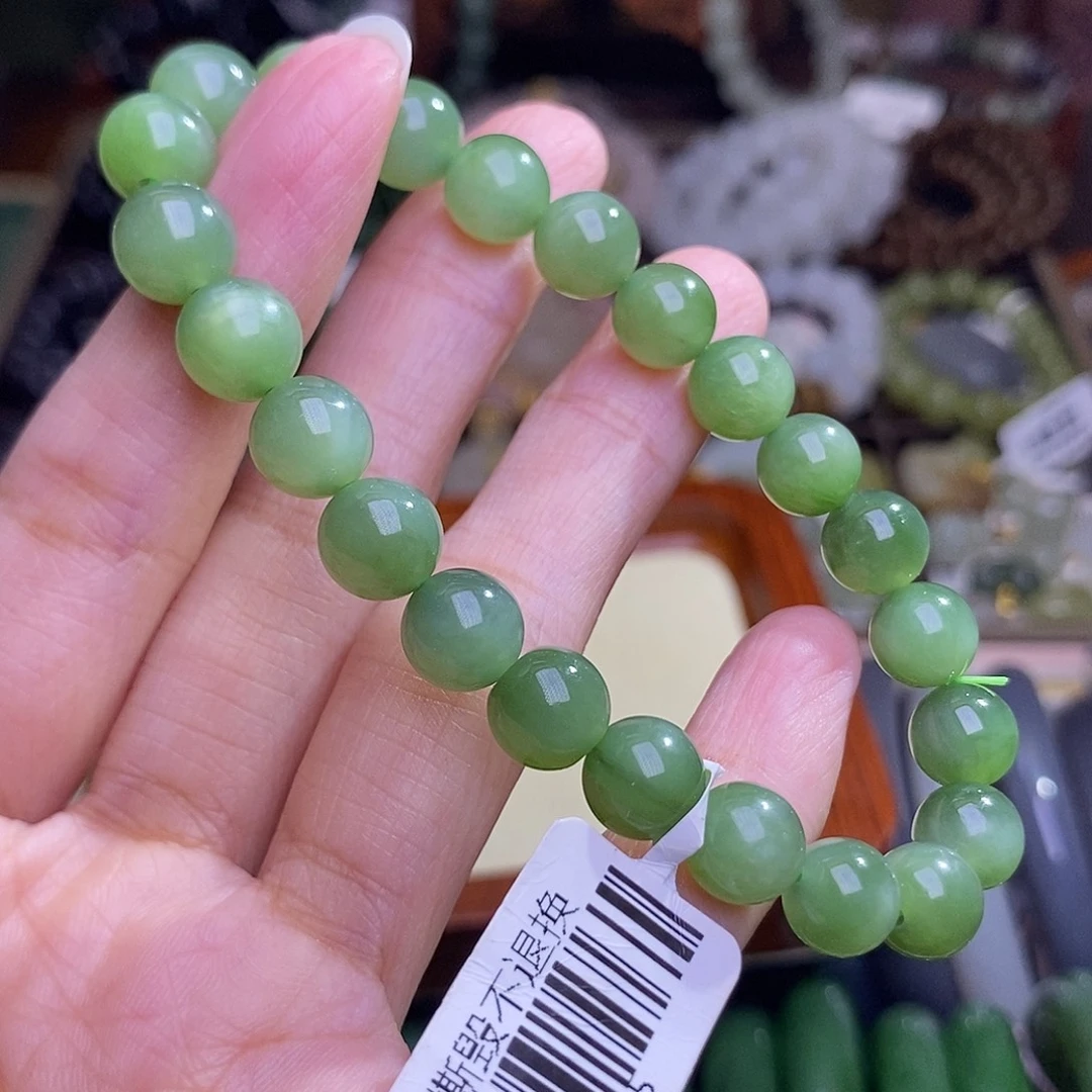 和田玉未镶嵌颈饰老矿料碧玉猫眼手串8m