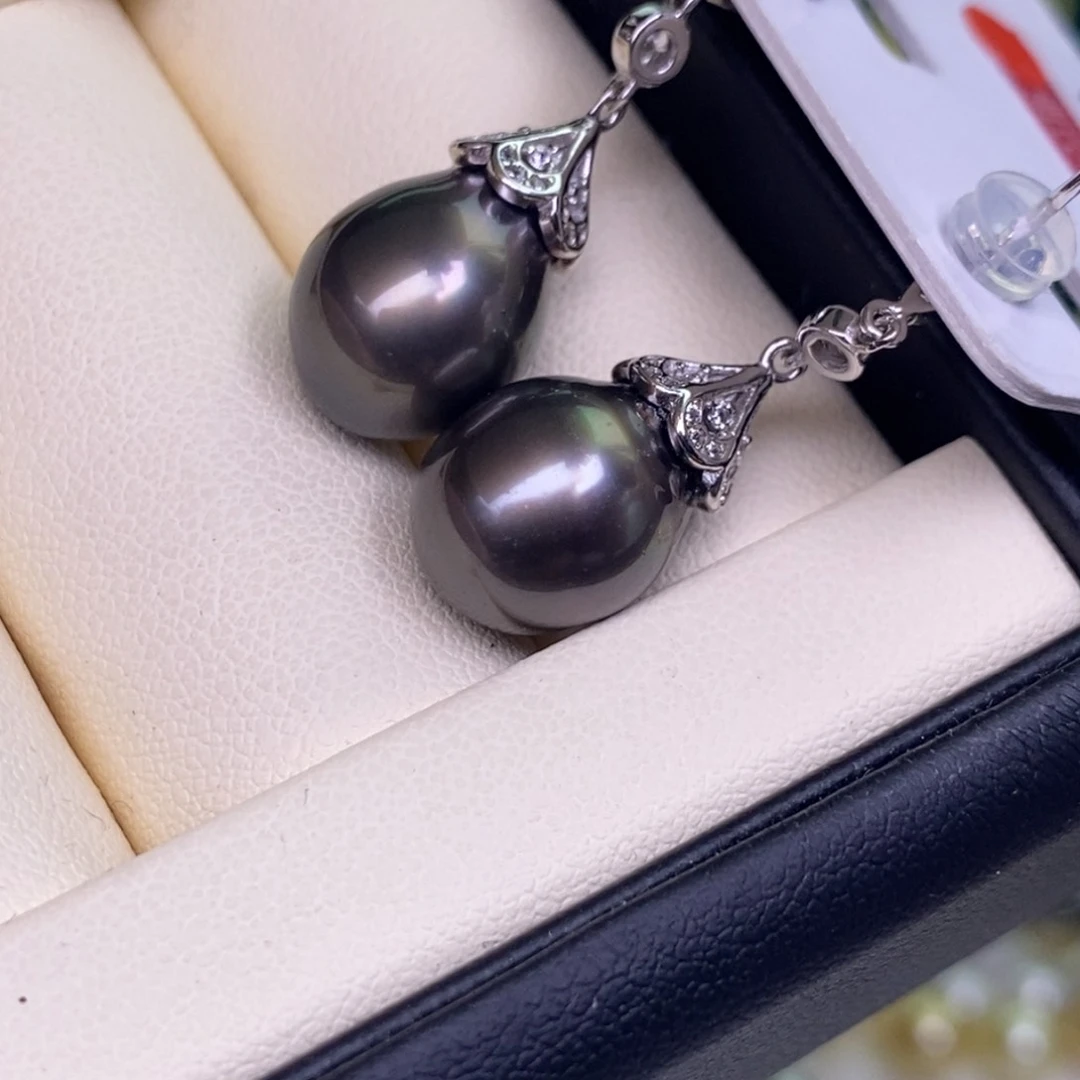 银S925镶嵌耳饰海水珍珠