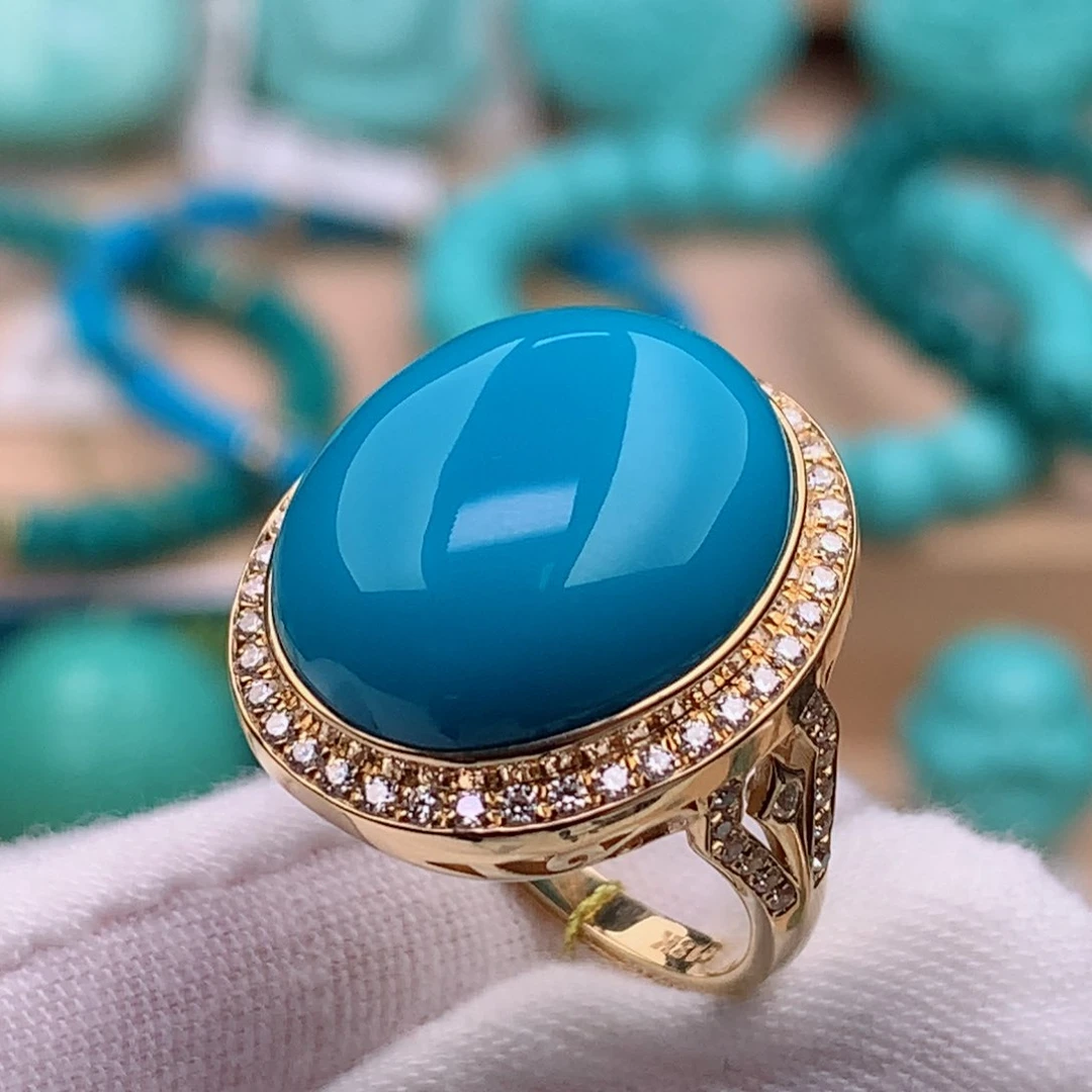 绿松石珠宝奇石18K金镶嵌