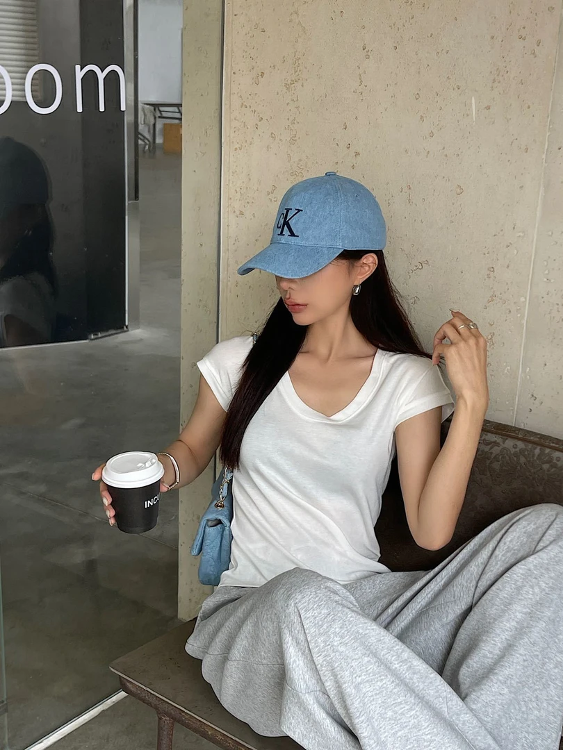 【闰熙RUNXI】显瘦小飞袖U领！天丝羊毛休闲百搭短袖面膜T恤白色5016