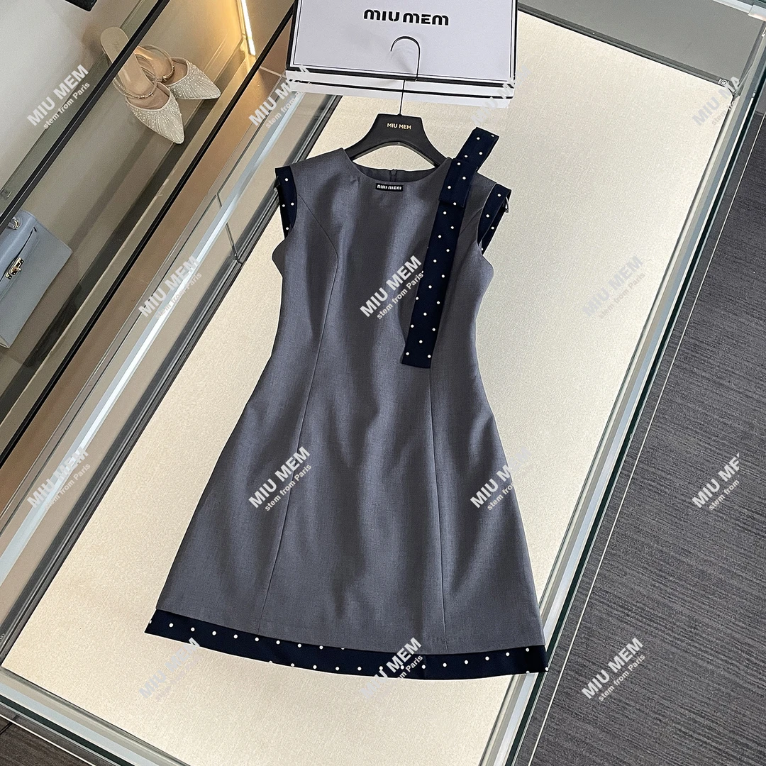 精品高定圆领通勤波点少女感无袖连衣裙DY6770