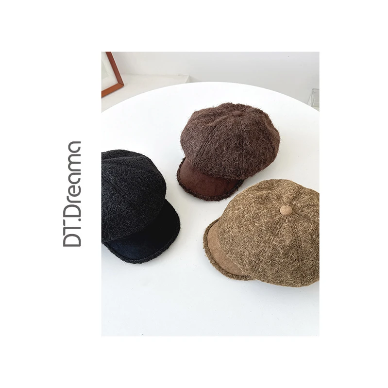 秋冬新款羊毛呢八角帽保暖舒适百搭显脸小气质贝雷帽子韩版画家帽