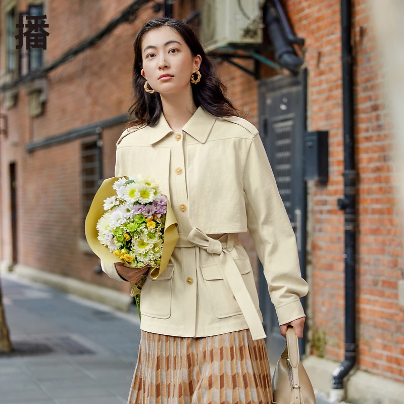 【直播专属】播气质通勤简约翻领短外套BDQ3WD05511逐风