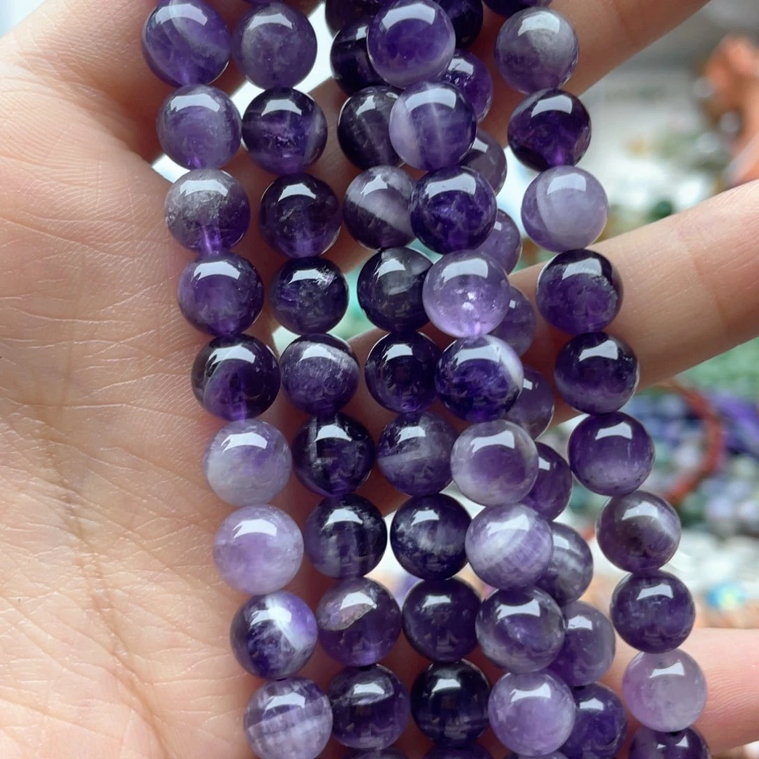 玛瑙/玉髓合金珠宝半成品一条装卡8梦幻紫水圆珠