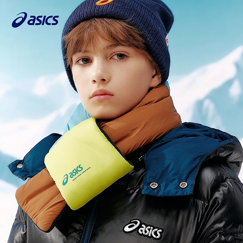ASICS/亚瑟士儿童25年冬季交叉式撞色棉围巾保暖舒适334251612053