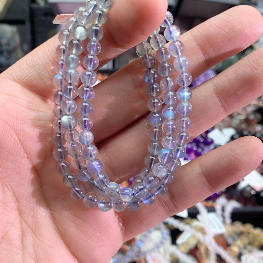 水晶手串未镶嵌欧****ฅ灰月光多圈5+