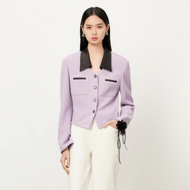 HPLY荷比俪【七语专享】冬季新浅紫色气质上衣HYD44610311