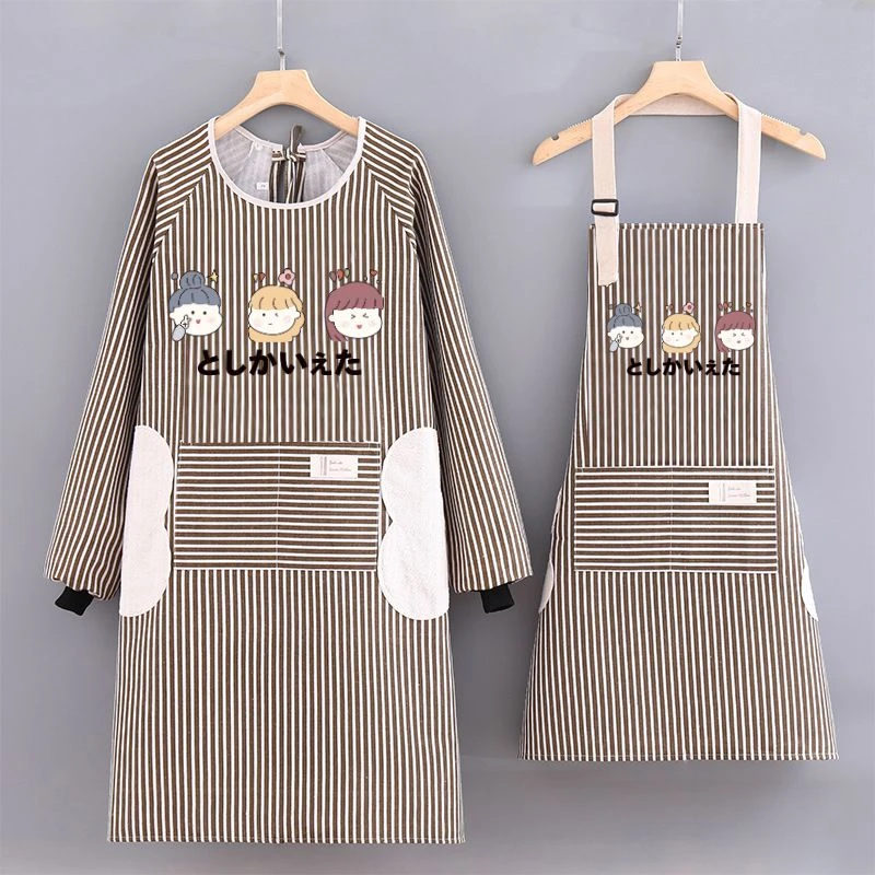 新款棉罩衣可擦手围裙厨房家用透气围腰韩版洋气男女工作服印制