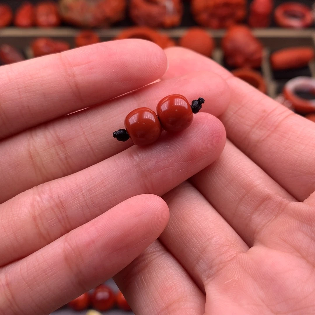 南红玛瑙未镶嵌老型对珠8+