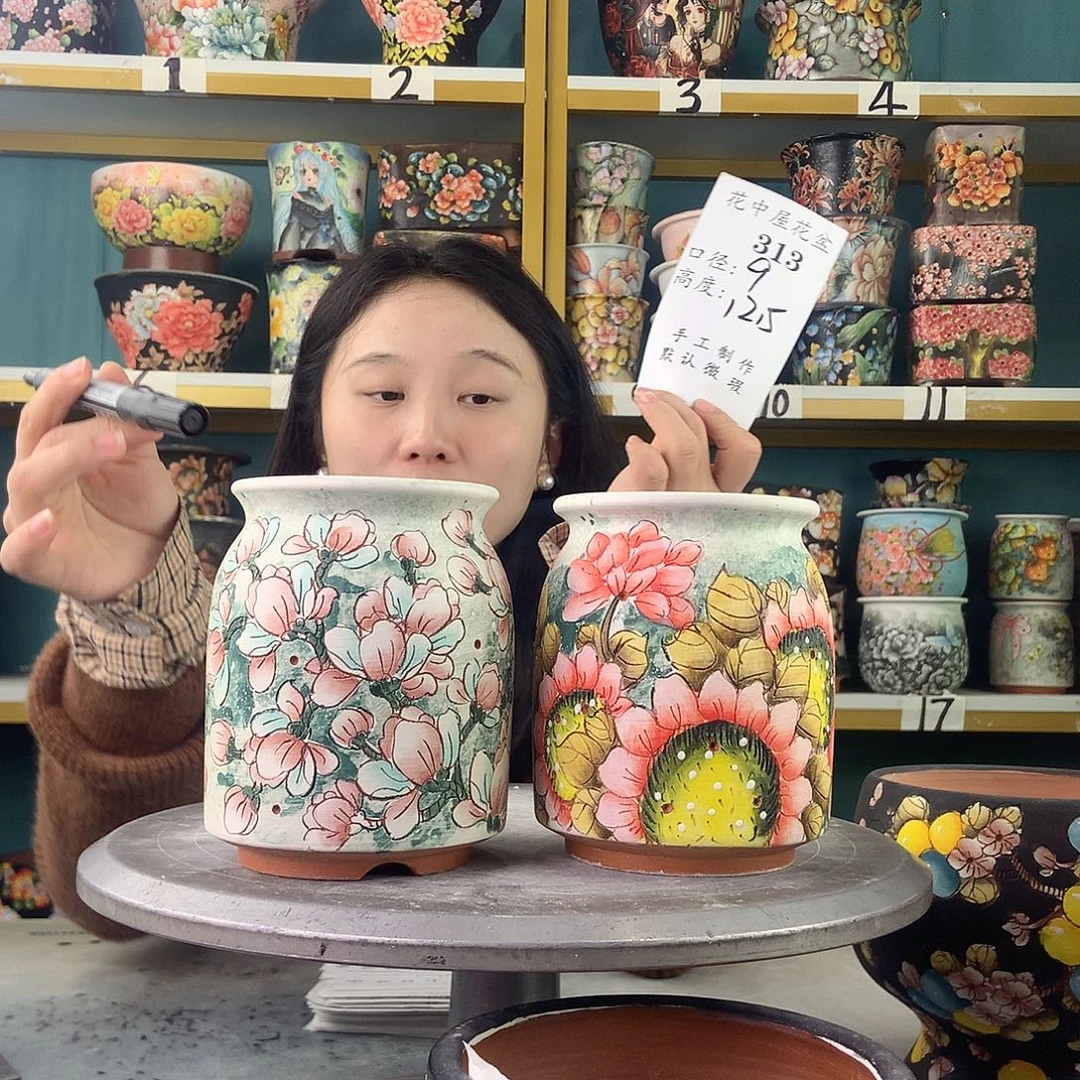 陶景德镇手工花盆313