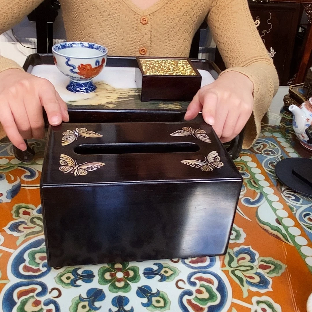 成套家具黑酸枝木类紫光檀纸巾盒