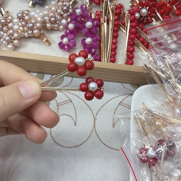 淡水珍珠发饰银S925镶嵌