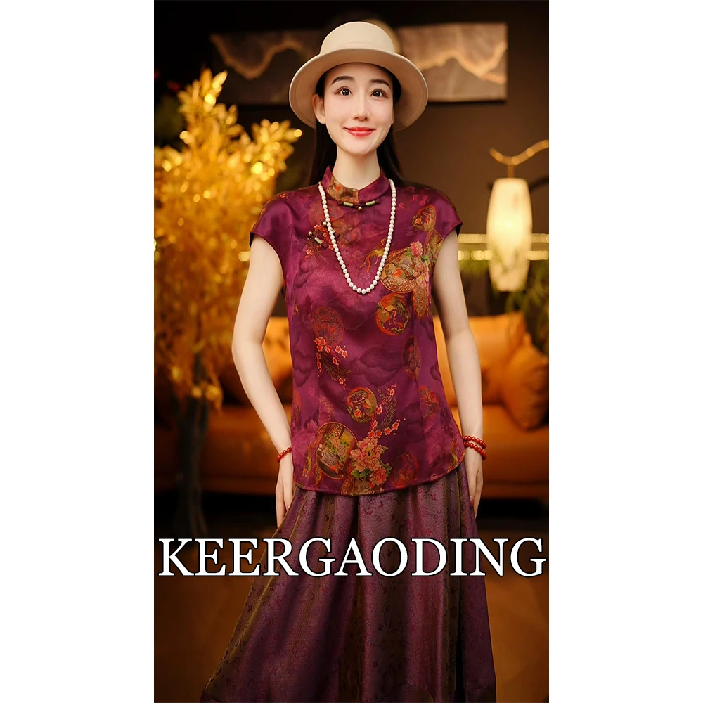 【已售罄勿上架】非遗红云纱高端新中式设计师短袖上衣BT-8258074