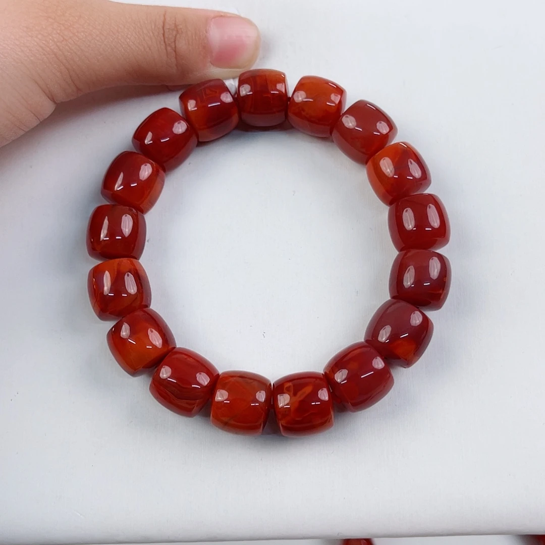 南红玛瑙瓦西直切单圈13mm未镶嵌美**光