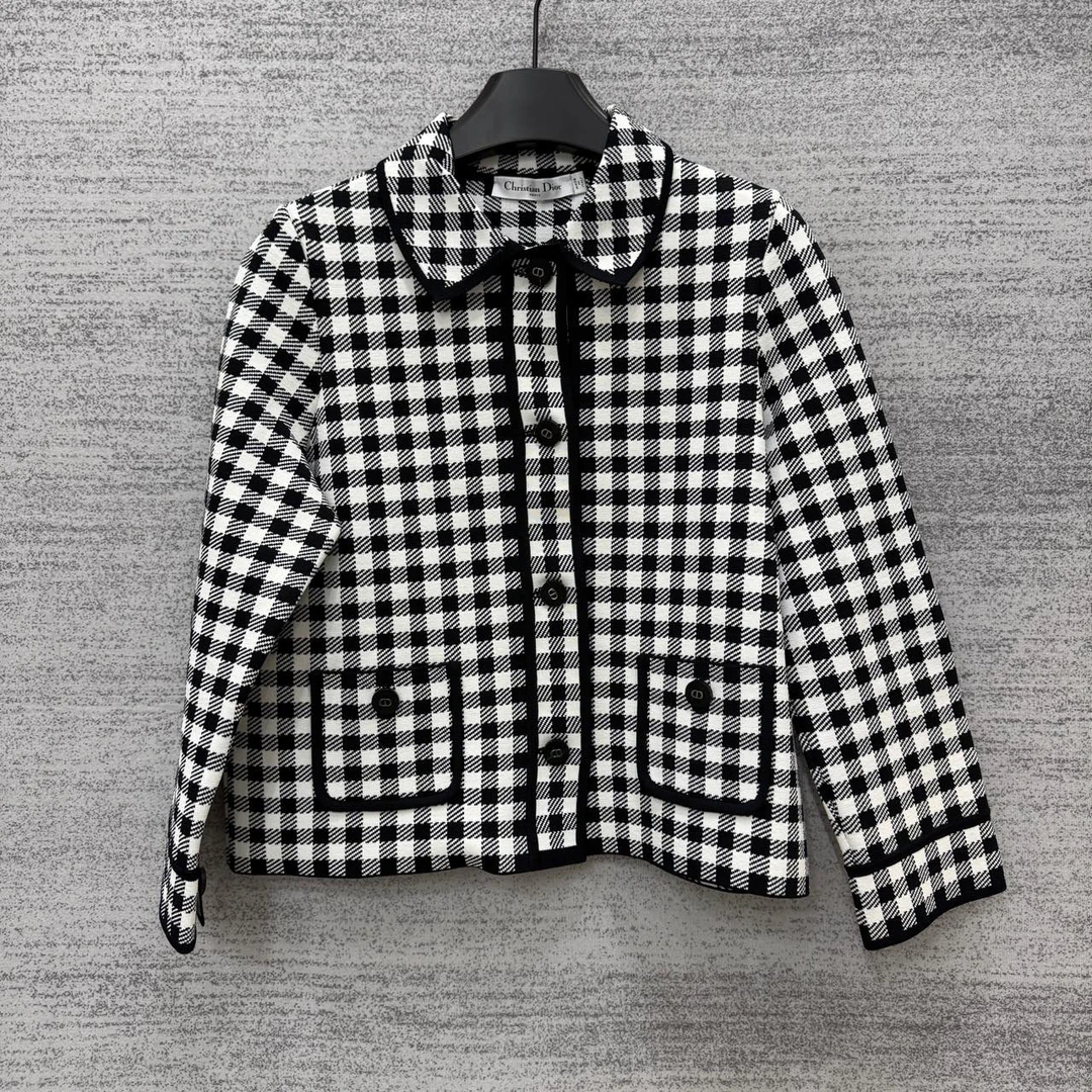 99新 DIOR/迪奥 黑白格纹外套/A100935/38码