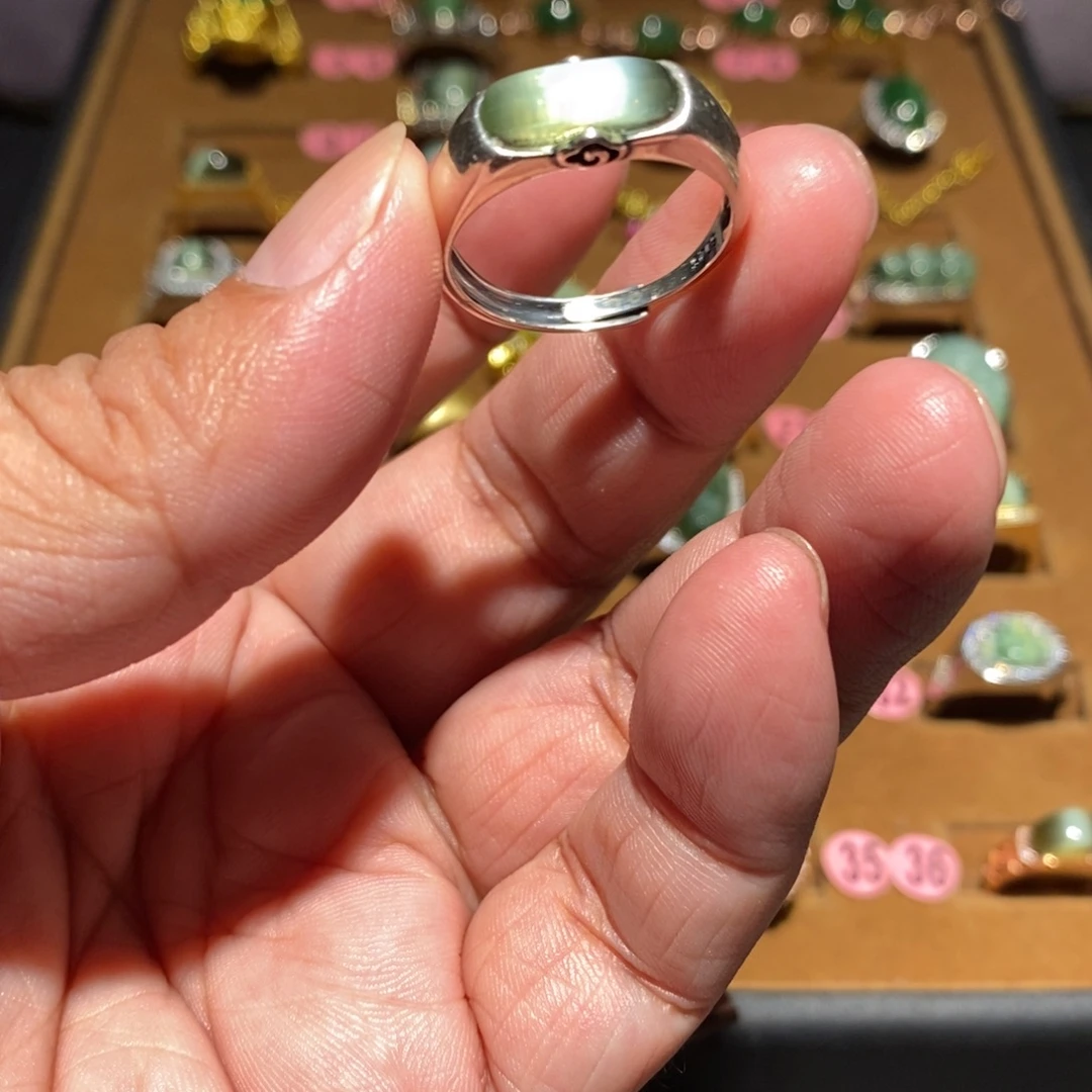 *****和田玉（碧玉）银S925镶嵌戒指