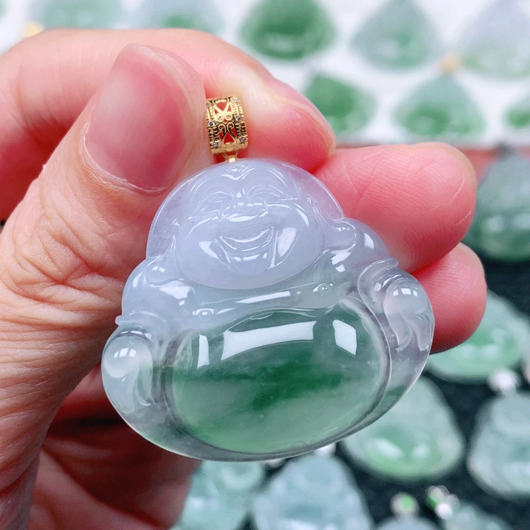 吊坠(不含链)18K金镶嵌翡翠