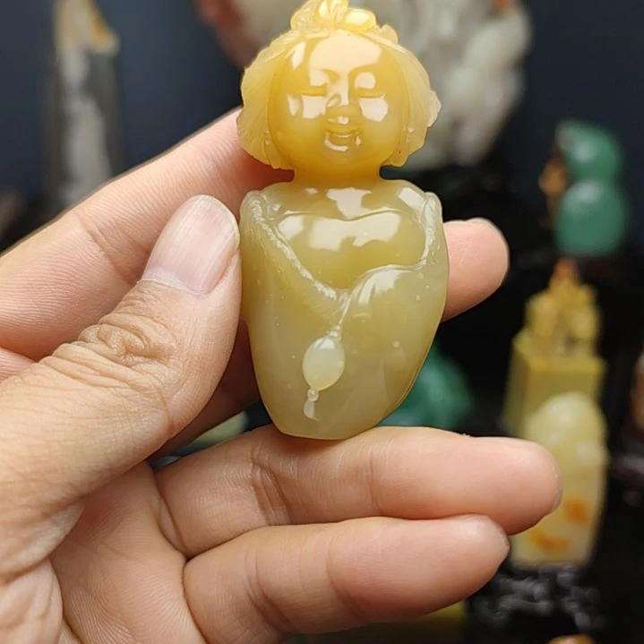 寿山石印石手把件手把件