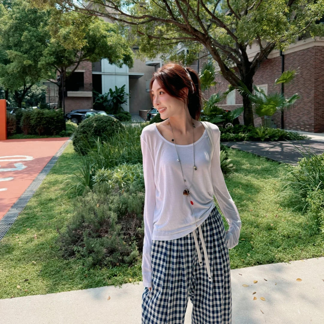 Moprobably李予诺「极简克制」"100%莱赛尔"极简长袖T恤L5347013