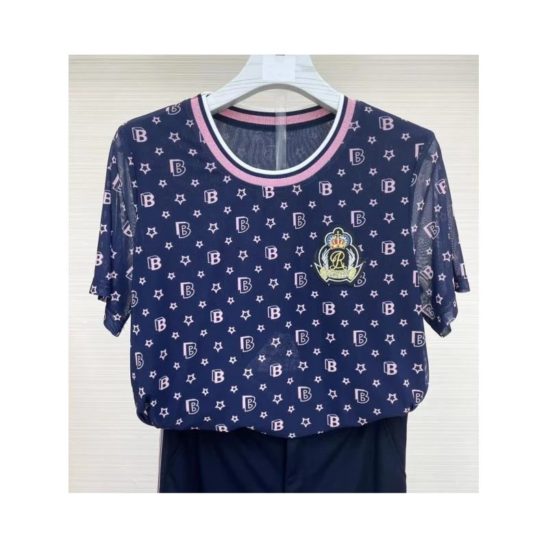 T5012【夏季新品】专柜纯色字母印花圆领气质时尚女百搭网纱显瘦T恤