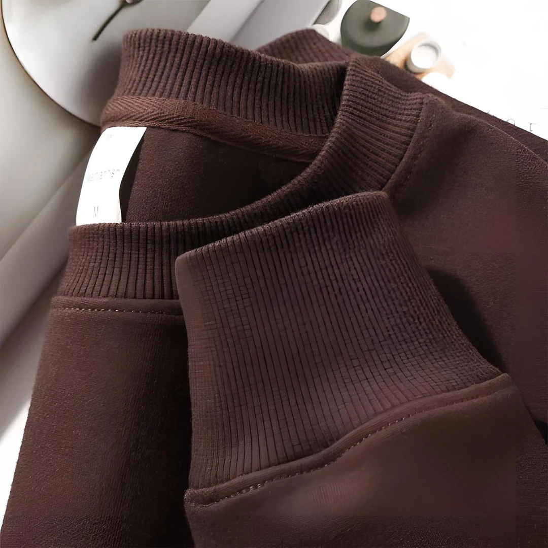 巧克力色 350G重磅美式复古咖啡色圆领舒适纯色卫衣男女款打底衫