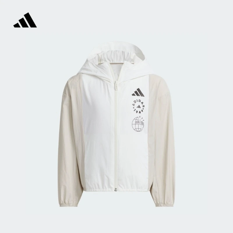 adidas阿迪达斯官方男小童流光风凉感防晒UPF50+连帽外套 JL7558