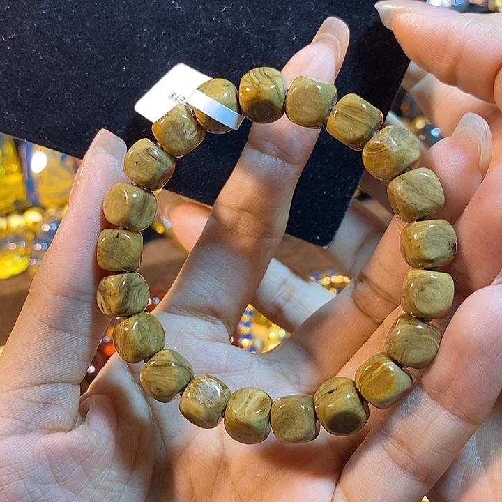 琥珀未镶嵌珠宝奇石方糖根珀手串