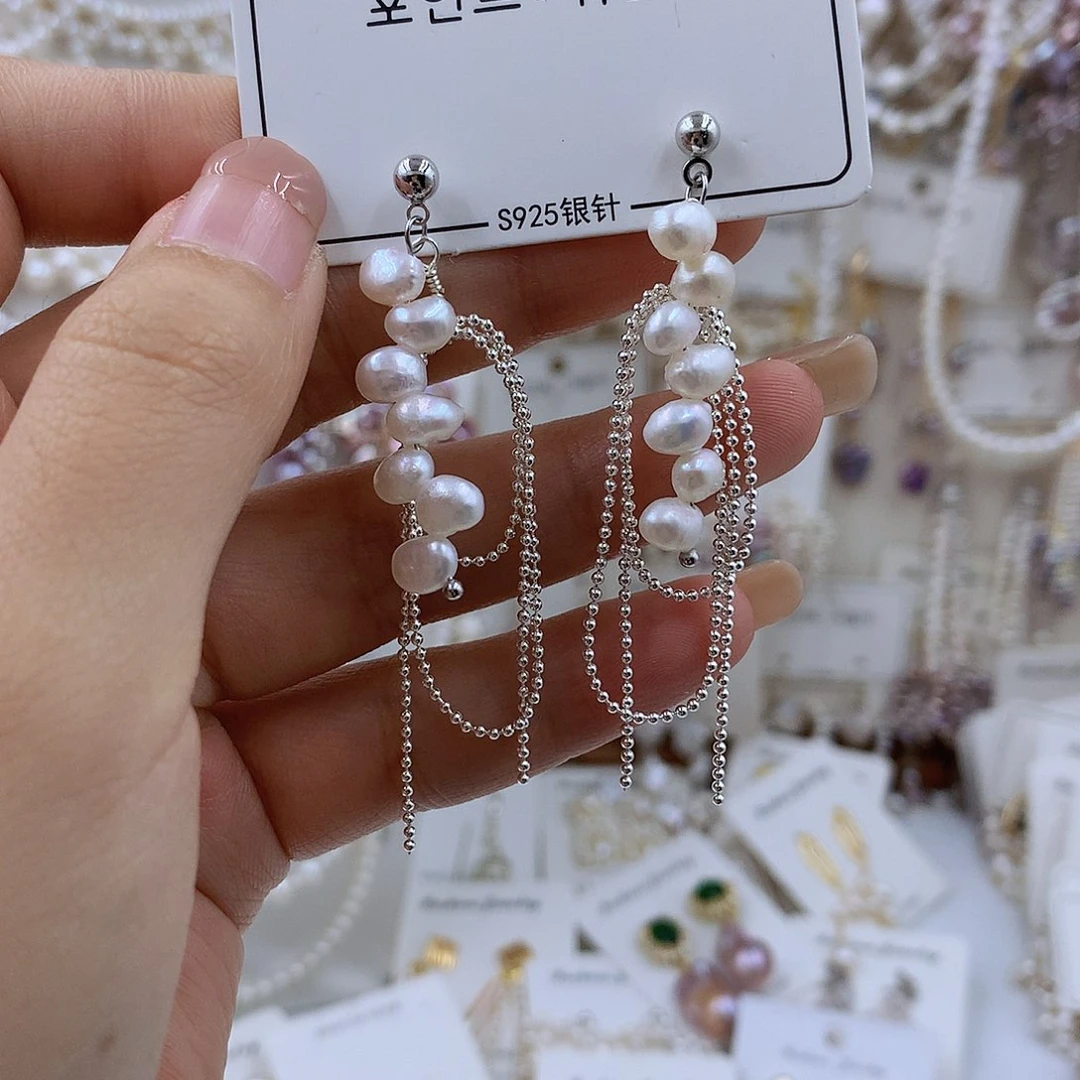 项链银S925镶嵌淡水珍珠