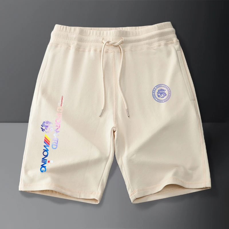 公鸡棉质美式款重磅五分裤宽松休闲卫裤纯色运动短裤男女夏季新款