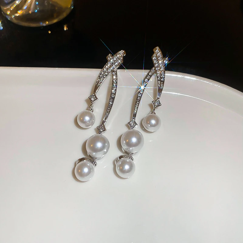 合金合成锆石耳饰 简约优雅高级感耳钉气质轻奢宫廷个性镶嵌-5744