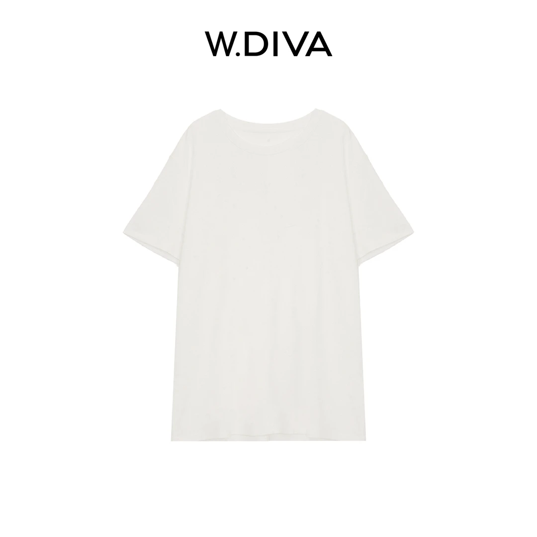 W.Diva【白露】高支莫代尔短袖cleanfit极简圆领T恤慵懒风53T032804