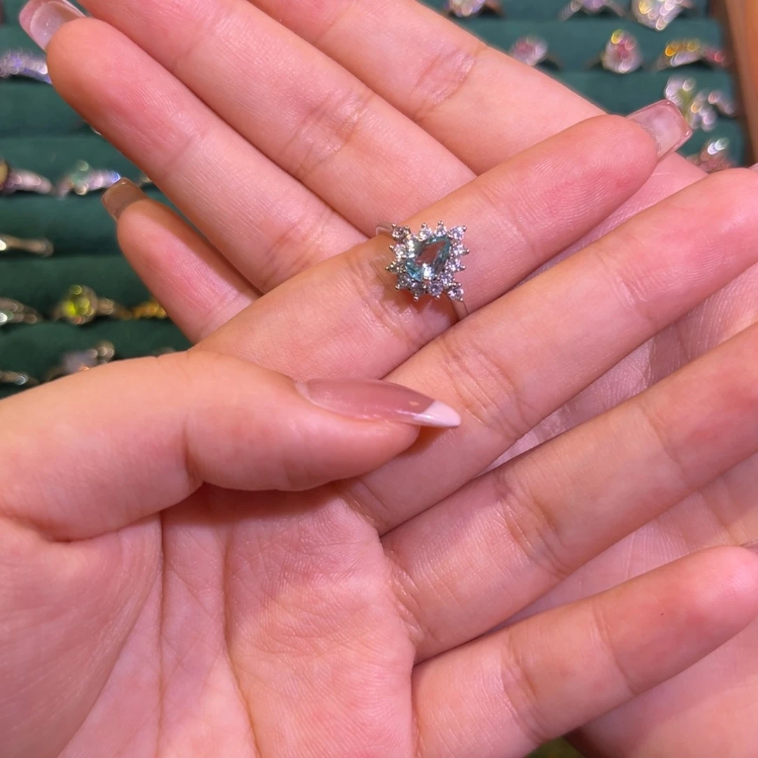 戒指磷灰石银S925镶嵌