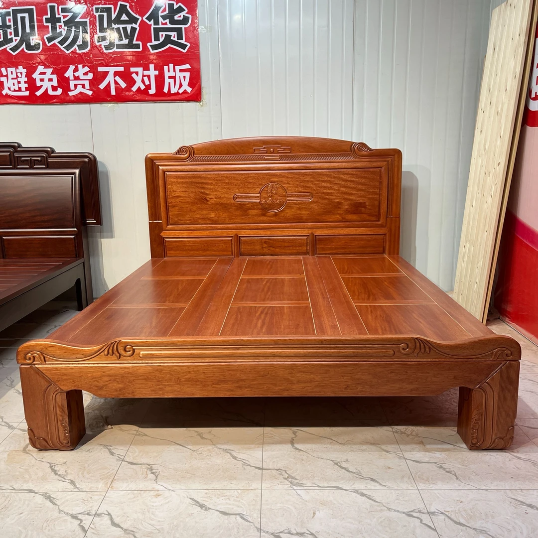 【特价床】工厂直营大脚款古典新中式仿古雕花主卧全原木实木床